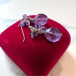 Lovely Amethyst .925 Sterling Silver Dangle Earrings